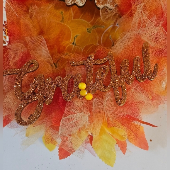 Handmade Fall Holiday Wreath Blessed Grateful Autumn Decor - Picture 12 of 17